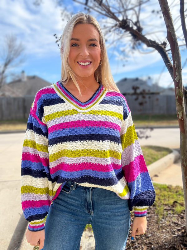 Call On Me Soft Oversized Striped Sweater