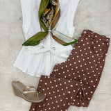 Brown Polka Dot Barrel Pants
