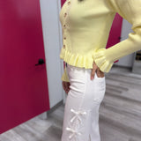 Bow Detail Denim Jeans white