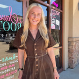 Howdy Babe Brown Denim Romper