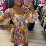 Pastel Pink Yellow Purple  Romper