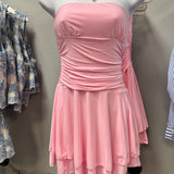 Soft Whispers Strapless Ruched Ruffled Tiered Mini Dress