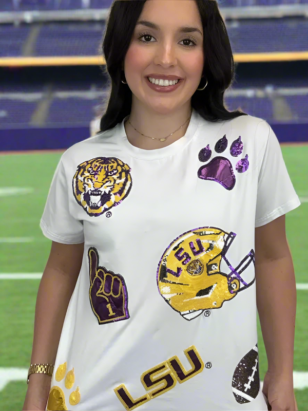 Tiger's Scattered Logo Tee (Licensed) | Women's Sequin Tee