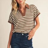 Golden Hour Knit Top | Brown & Cream