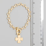 Matte Metallic Cross Charm Toggle Chain Bracelet