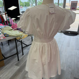 V Neck Bow White Dress