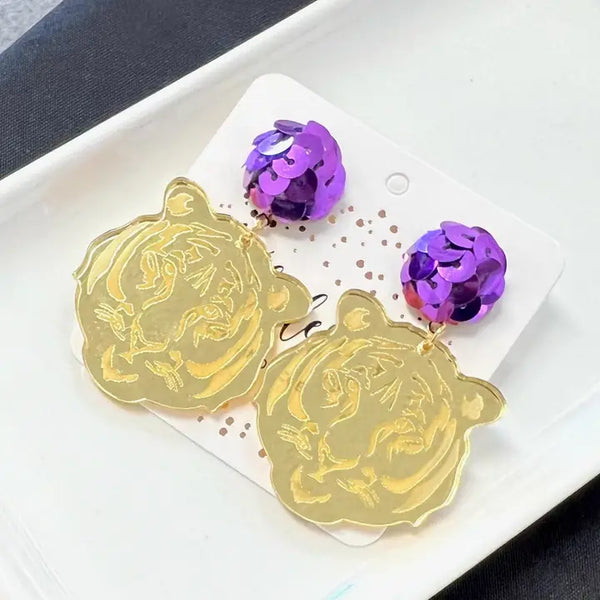 Sequin Tigers Earrings