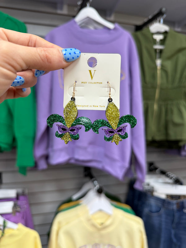 Let the Good Times Sparkle Fleur-De-Lis Earrings