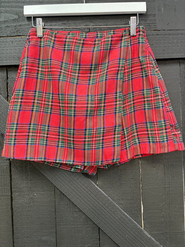 Red Christmas Plaid Skort