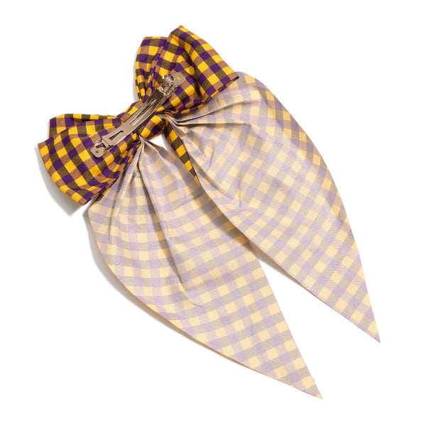 Checkered Plaid Game Day Oversized Clip-in Hair Bow