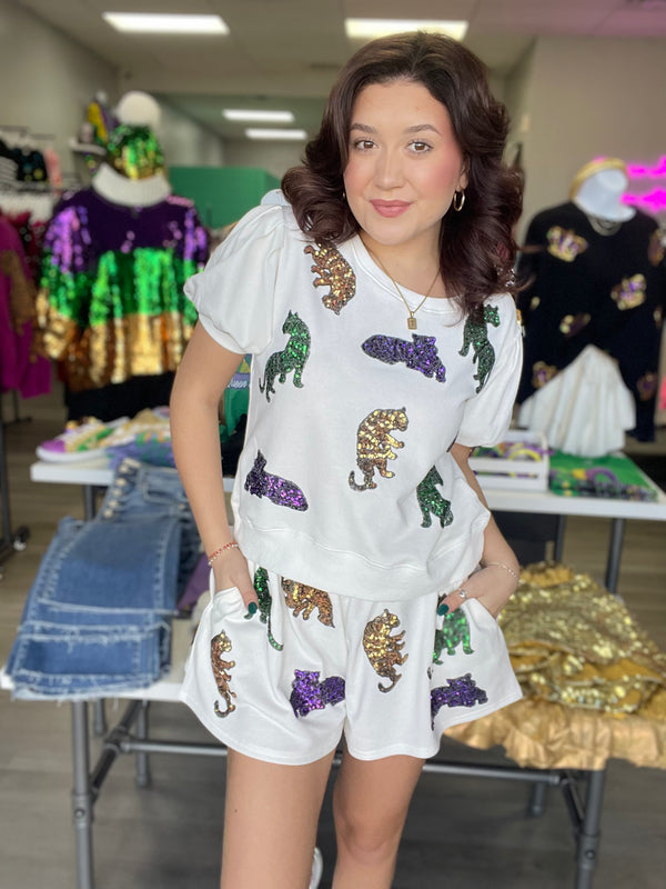 Mardi Gras Sequin Tiger Top