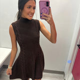 Call Me Over Brown Sweater Dress