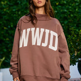 'WWJD & AMEN' Reversible Mock Neck Sweatshirt | Brown