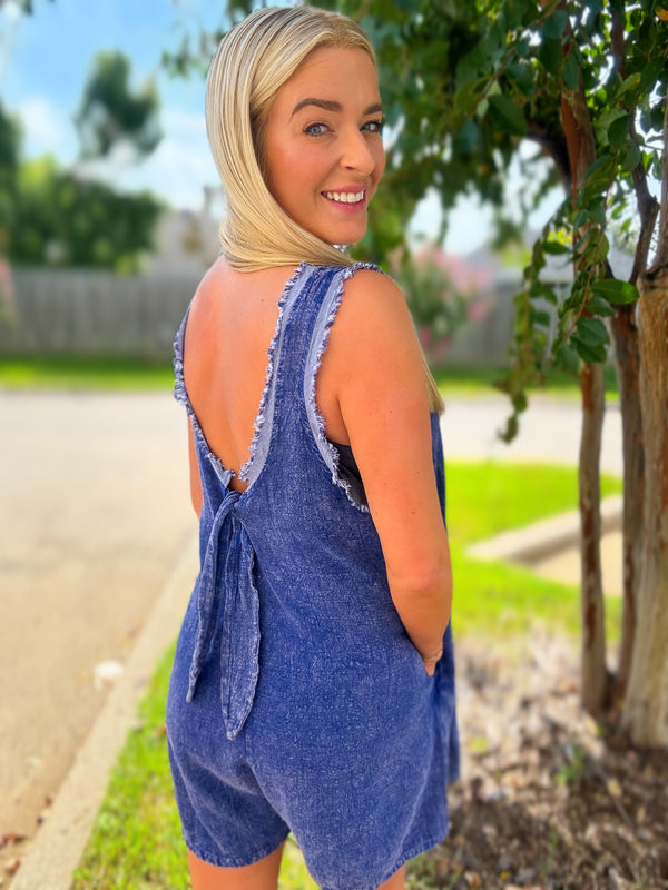 Royal Blue Tie Back Romper