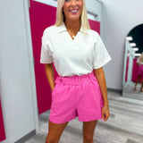 Pink Belted Shorts