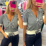 Count My Blessings Spring Stripe Bow Sweater