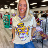 LSU Tiger Eye (Licensed) | Sequin Design Football Jersey Butter
