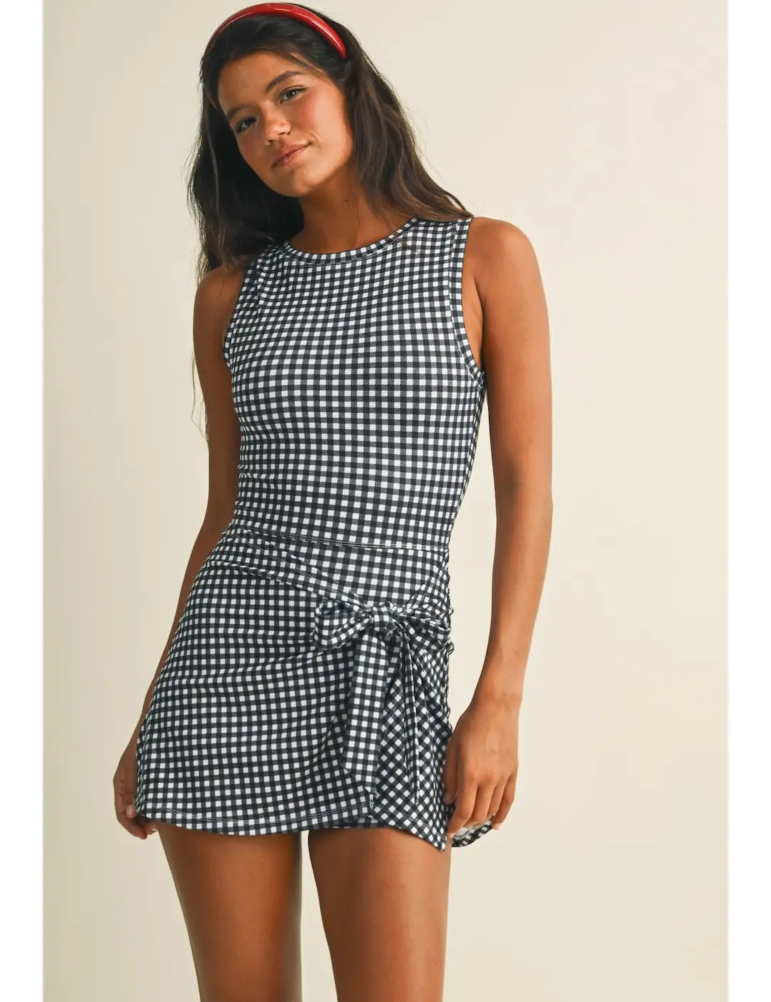 Squeeze the Day Gingham Athletic Romper Dress