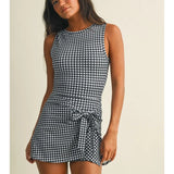 Squeeze the Day Gingham Athletic Romper Dress