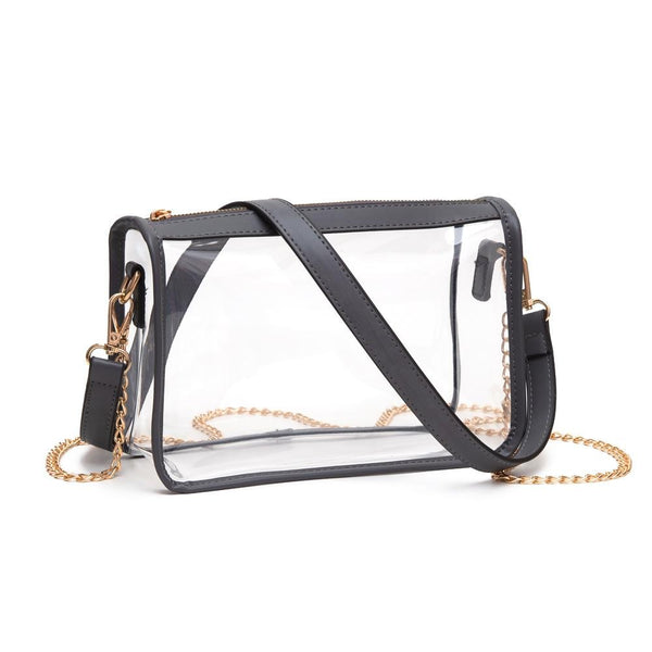 Clear Crossbody Bag With Vegan Leather Trim and Two Removable Straps