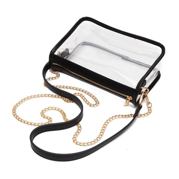 Clear Crossbody Bag With Vegan Leather Trim and Two Removable Straps