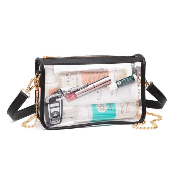 Clear Crossbody Bag With Vegan Leather Trim and Two Removable Straps