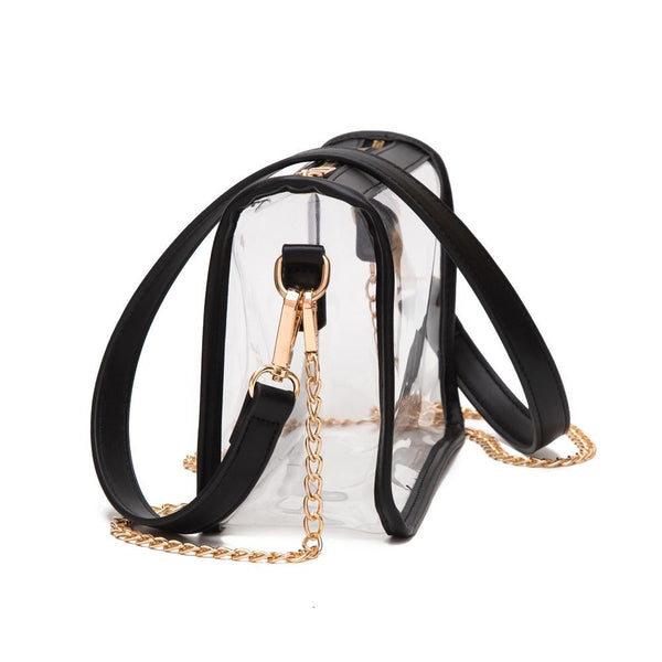 Clear Crossbody Bag With Vegan Leather Trim and Two Removable Straps