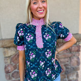 Bloom & Breeze Floral Top | Navy