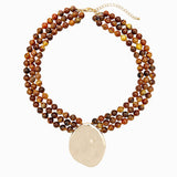 Marbled Bead Layered Statement Necklace
