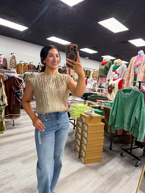 Going for the Gold Metallic Sweater