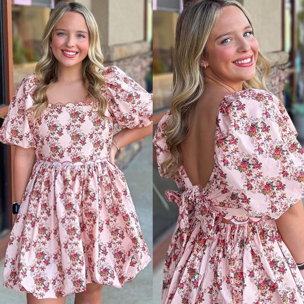 Better Times Floral Scallop Dress