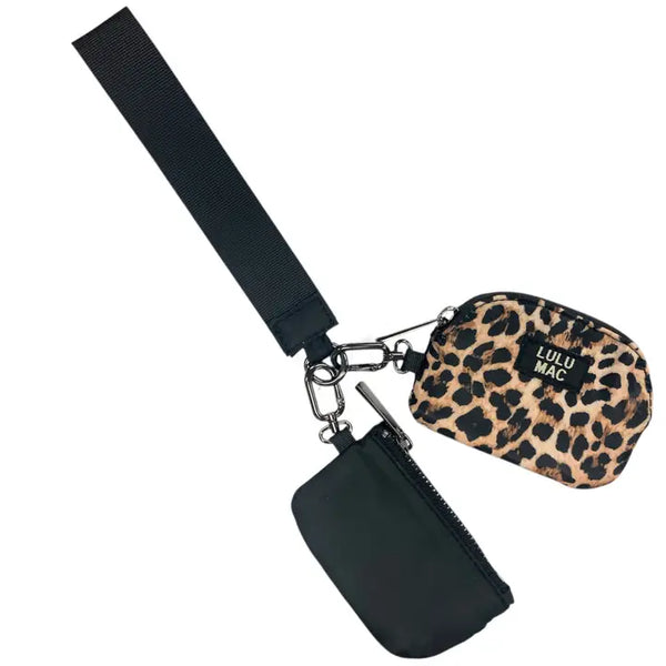 Leopard | Black  Lulu Mac Double Pouch Wristlets