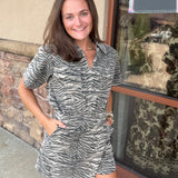 Tiger Print Denim Romper