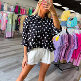 New Obsession Polka Dot Ruffle Top