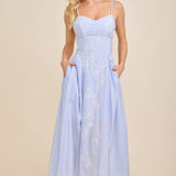 I Chose You Embroidered Floral Strap Midi Dress