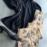 Vintage Floral Pants | Taupe