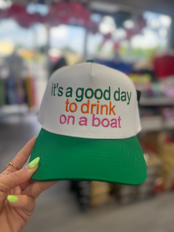 Drink On A Boat Embroidered Trucker Hat