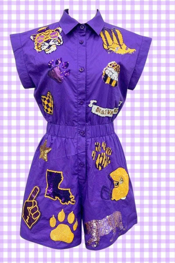 Tiger Sequin Gameday Romper