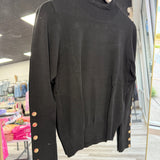 Solid Black Sweater with Gold Button