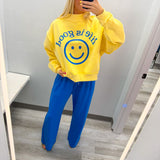 Reversible Graphic Mock-Neck Crop Sweatshirt Yellow