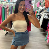 Strapless Tube Ruched Crop Top