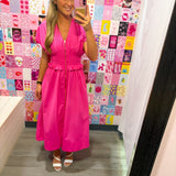 The Pink Pop Zip Midi Dress
