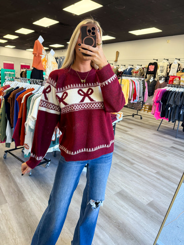 Cozy Up Fireside Bow Sweater