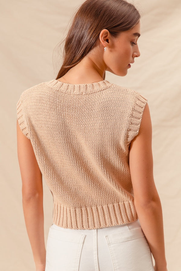 What a Rush Cable Knit Sleeveless Sweater