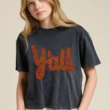 Y'all Leopard and Red Puff Graphic Tee