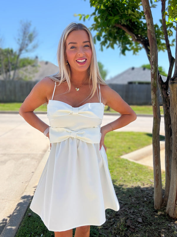 Double Bow White Dress