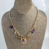 Purple and Gold Football Jersey Charm Necklace