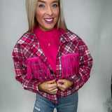 A Little Edgy Pink Rhinestone Flannel - ONLINE ONLY