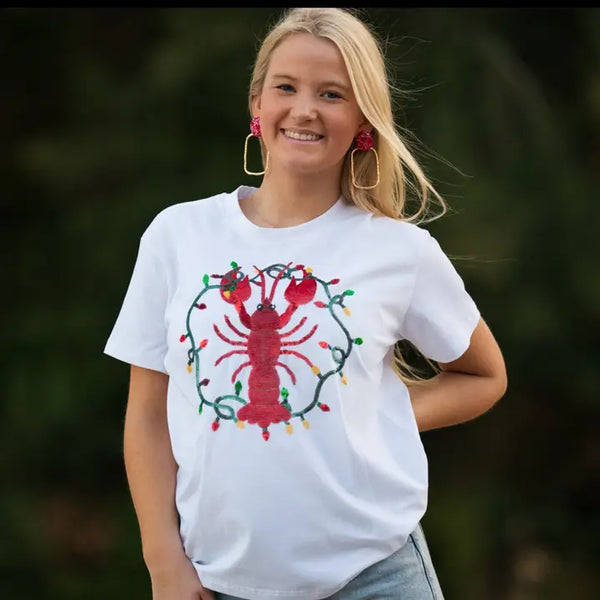 Christmas Crawfish | Women's Sequin Design Tee