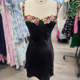High Confidence Floral Trim Satin Dress